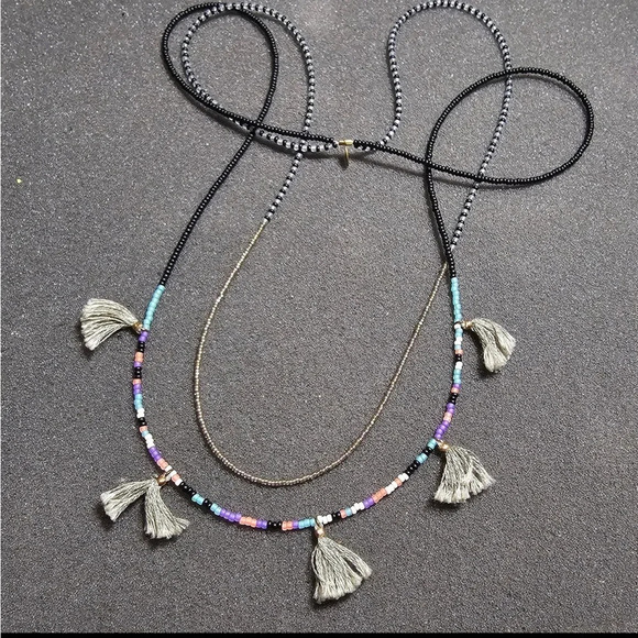 Shashi Signed Double Strand Beaded Necklace Bohemian South Western Style 23 In. - Picture 1 of 5